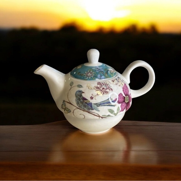 Nee Bone China Other - Floral Teapot with Bird Design Crafted by New Bone China